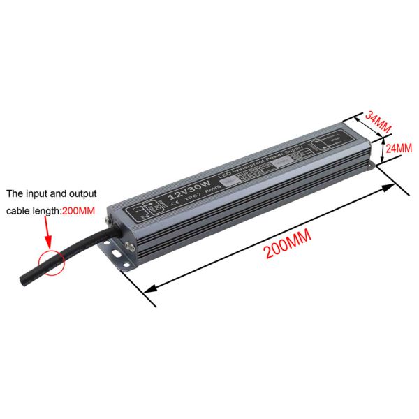 12v 30w waterproof power supply IP67 with coffee color LED transformer Adapter for LED Light