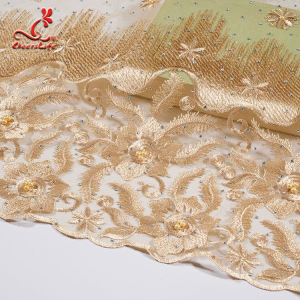 Multi Color Tulle Mesh Embroidered Beaded Lace Fabric Light And Transparent Texture