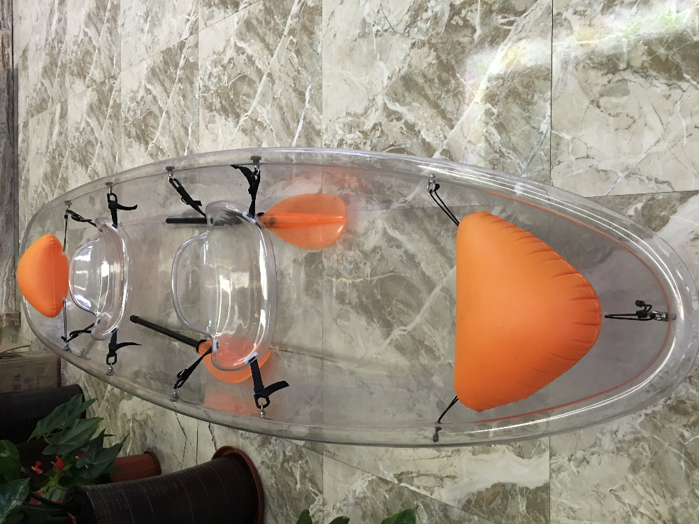 Double Polycarbonate 2 Man Fishing Canoe , See Through Bottom Kayak With Pedals