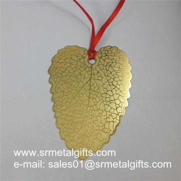 gold sandblast leaf steel bookmarks