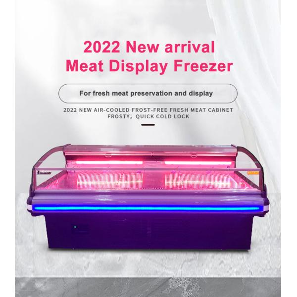 Flat Top Open Seafood Display Fridge Dynamic Cooling Meat Freezer