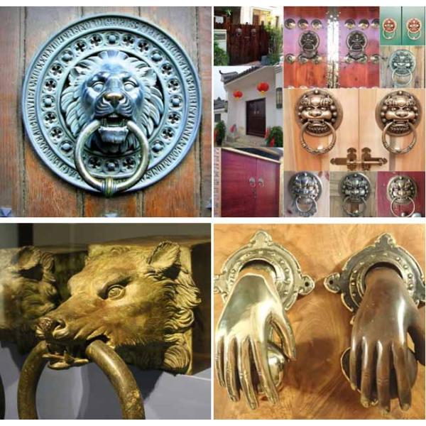 Surface Mount Solid Customized Brass Animal Head Knocker Pull Handle Bronze Ring Handle Antique Lion Head Door Knocker