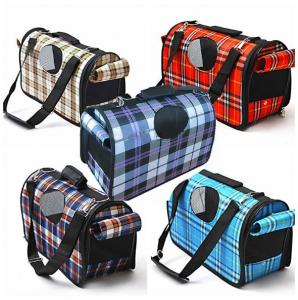 Quality Plaid Pattern Pet Carrier Bag Lovely With Adjustable Dismountable Long Belt for sale
