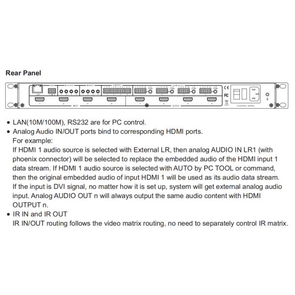 Seamless IR Audio UHD HDMI 2.0 Matrix Switcher 4K 60Hz 18Gbps 4x4