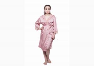 Quality Pink Color Home Ladies Satin Pyjamas Night Dresses Sleepwear Two Pcs Design for sale