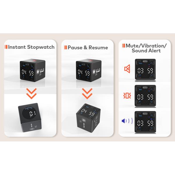 Magnetic Productivity Ticktime Pomodoro Timer Cube Mute Vibration Adjustable Sound