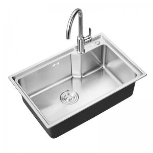 China Brushed Stainless Steel Kitchen Sink Double Bowl 680x450x227mm on sale