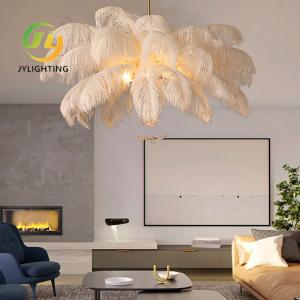 China Nordic Creative Luxury Ostrich Feather Bird Pendant Light Modern Simple Bedroom Chandelier on sale