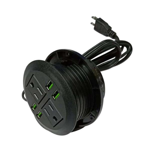 American round desktop four USB charger US standard thread furniture four USB charging power American USB socket