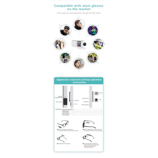 Wearable Small Fpv Camera WiFi Video Camcorder 110°Wide Angle Lens Anti Shake APP Control