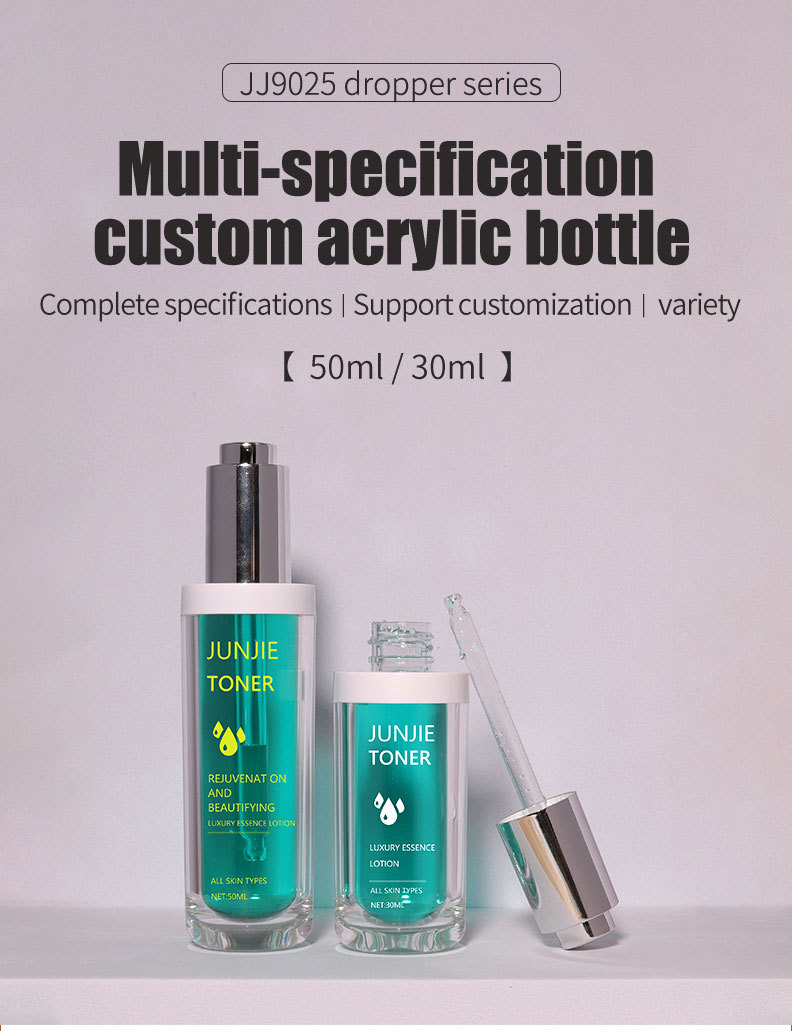 Customized 30ml 50ml Serum Dropper Transparent Double Layer Round Dropper Essential Oil Bottle with Dropper for Skin Care Serum