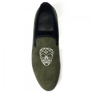 China Leisure Light Green Mens Velvet Loafers / Mens Prince Albert Slippers on sale