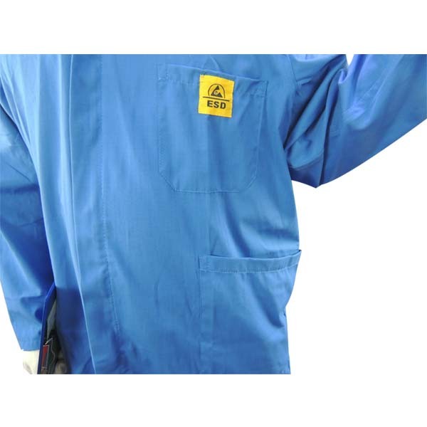 Cleanroom Lab Blue White Static Dissipative ESD Smock