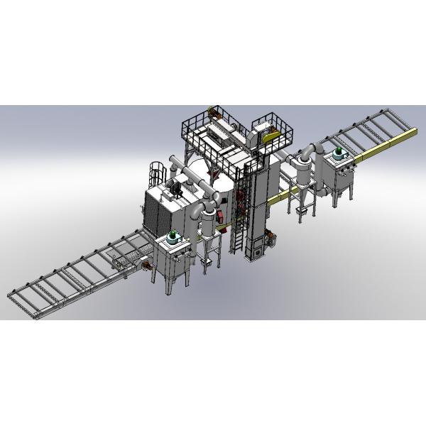 204kw Auto Roller Conveyor Blast Machine For Cleaning Sheets / Profiles / Angles