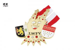 China Cute 1 WFV Crystal Custom Sports Medals Zinc Alloy Type Gold Color Electroplating on sale