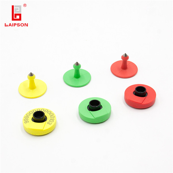 Round Reuse FDX-B TPU EID RFID Animal Ear Tag yellow color ISO11784/ ISO11785