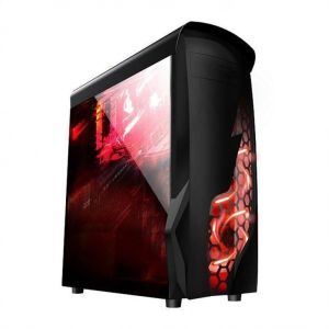 Quality ETEK Airflow ATX Mid-Tower With Hollow &amp; Transparent Front Panel Full Acrylic Left Side Panel for sale