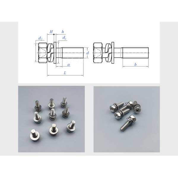 Durable Cross Hex Head Machine Bolt With Washer Assemblies