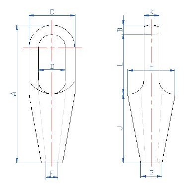 1-1/8" Wire Rope End Stop , Closed Spelter Socket