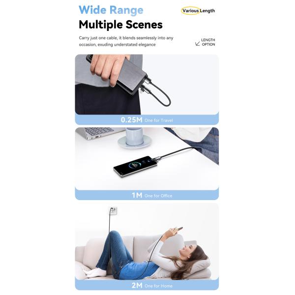 ESSAGER ES-X59 2 In1 Usb To Micro USB C Fast Charging Cables 7A Pd 100W