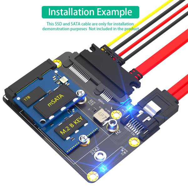 SATA 3.0 22PIN to NGFF M.2 B-Key MSATA Slot Converter Adapter Card For 2230 2242 Sata-Bus & MSATA SSD