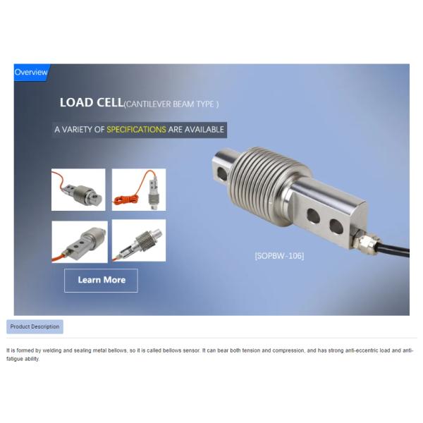 Bellows Sensor Threaded Force Load Cell Transducer for Weighing Equipment Alloy Steel / Stainless Steel