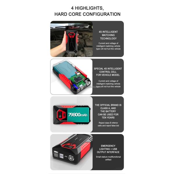20000mAh Hybrid ESS Car Battery Jump Starter Power Bank With Tire Portable Car Jump Starter And Air Compressor Peak 600A