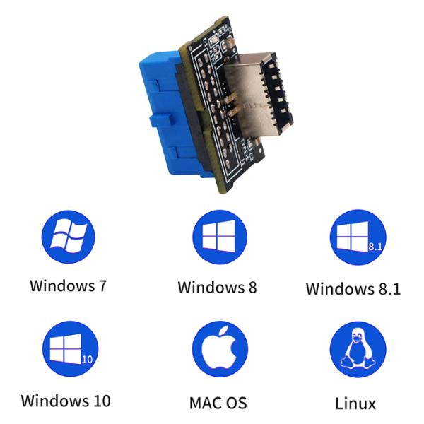 Vertical USB 3.1 Key-A Type-E To USB 3.0 20Pin Extension Adapter