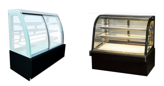 Bakery Store Cake Display Freezer / Bread Sandwich Showcase Chiller Cabinet Upright Vertical Curved