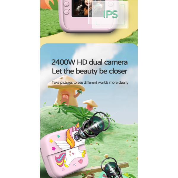 Cartoon Childrens Waterproof Camera Instant Printer Autofocus 2400W