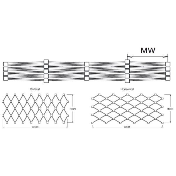 Silver Stainless Steel Balustrade Mesh , Custom Size Metal Mesh Stair Railing