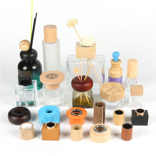 Custom Size Luxury Wooden Perfume Bottle Lid , Durable Reed Diffuser Cap Eco-Friendly