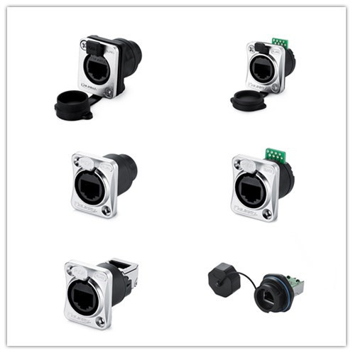 IP65 waterproof amp CAT6 RJ45 Panel Mount Socket Ethernet Connector