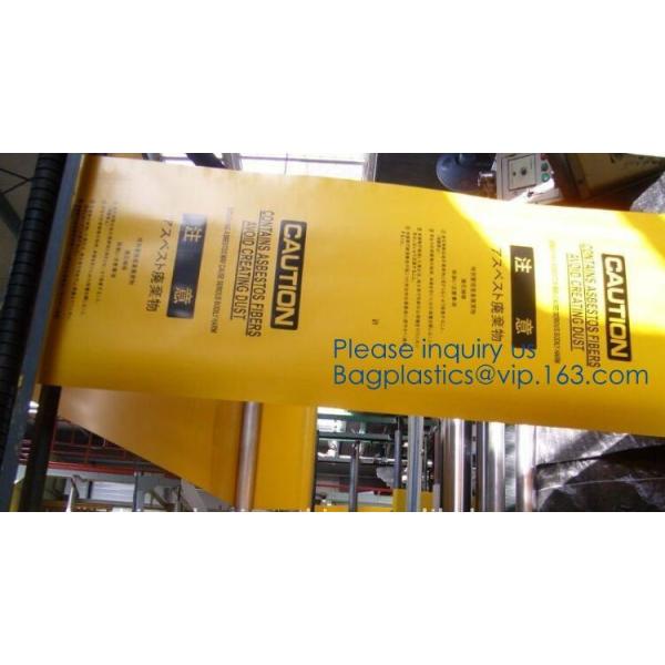 Hazardous Waste Yellow Plastic Bag Asbestos Garbage Bag,large size thicker LDPE asbestos remove bags,asbestos garbage ba