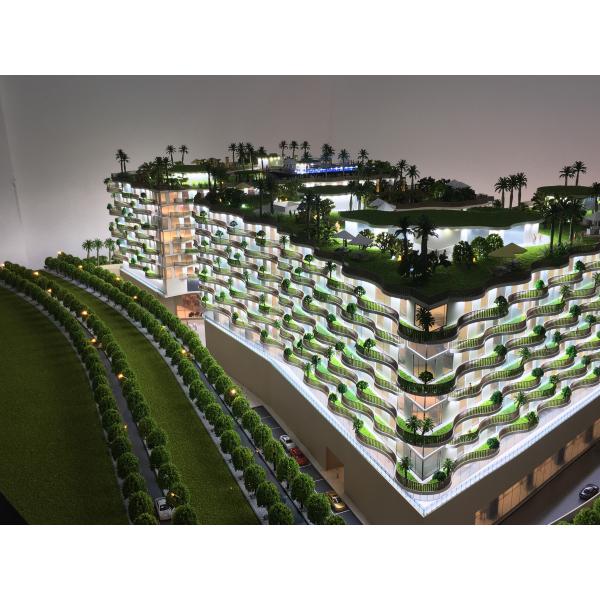 Handmade Residential Building Model 15CM Wood Plate Base 1 / 90 Scale