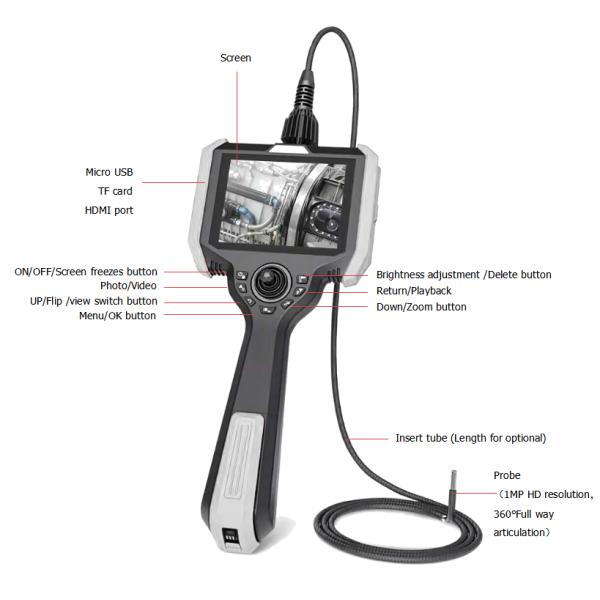 Industrial Multi Function Digital Endoscope Portable Inspection Endoscope VH510-80-500