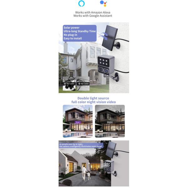 Floodlight Outdoor WIFI Solar Battery PIR-Motion-Sensor Light Camera Built-In Lithium Battery Two Way Voice Night Vision