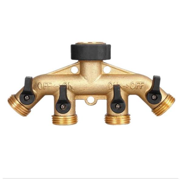 Customized 4 Way Brass Hose Splitter Connect Fittings Garden Hose Adapter Connector