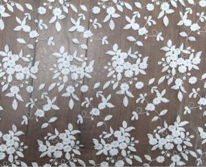 Quality 125cm Polyester White Embroidered Mesh Lace Fabric For Wedding Dress Wholesale for sale