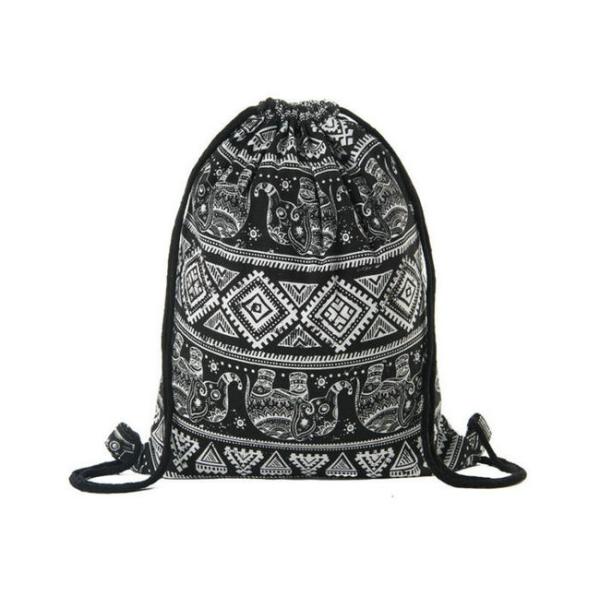 Custom Pull String Bags , Thermal Transfer Printing Canvas Drawstring Cinch Backpack
