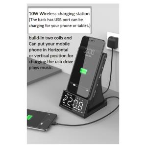Bluetooth alarm clock speaker with 10W Phone Wireless charging function