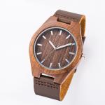 Men'S Quartz Modern Wood Watches Japan Movement Wrist Watch Leather Belt