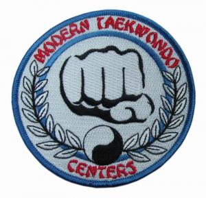 Quality 12C merrow border Decorative Embroidery Patches MODERN TAEKWONDO CENTERS for sale