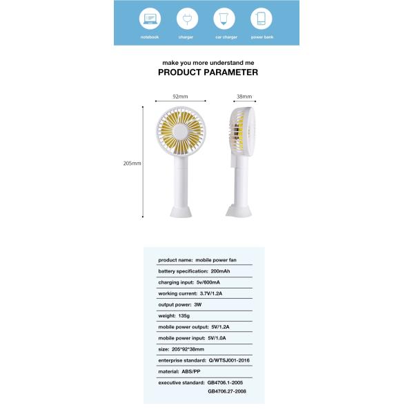 Rechargeable USB Handheld Fan