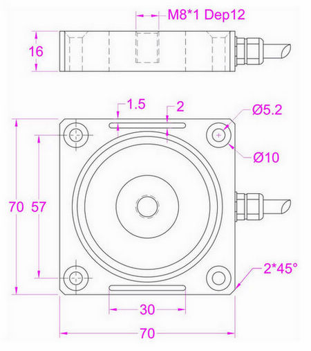 low profile force transducer with M8 threaded hole