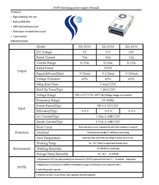 350-12/24/36/48 LED Indoor Switch Power