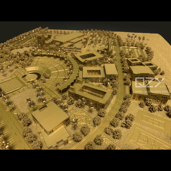 1:1000 Scale Architectural Concept Model with Pure Copper Construction and Corrosion Carving Technique
