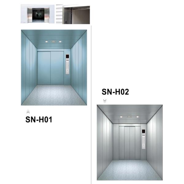Checked Steel Plate Floor Freight Elevator Car Decoration With Large Space