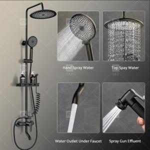 Quality Electroplating Three Piece Shower Head Set With Pressurized Black Shower Head OEM for sale