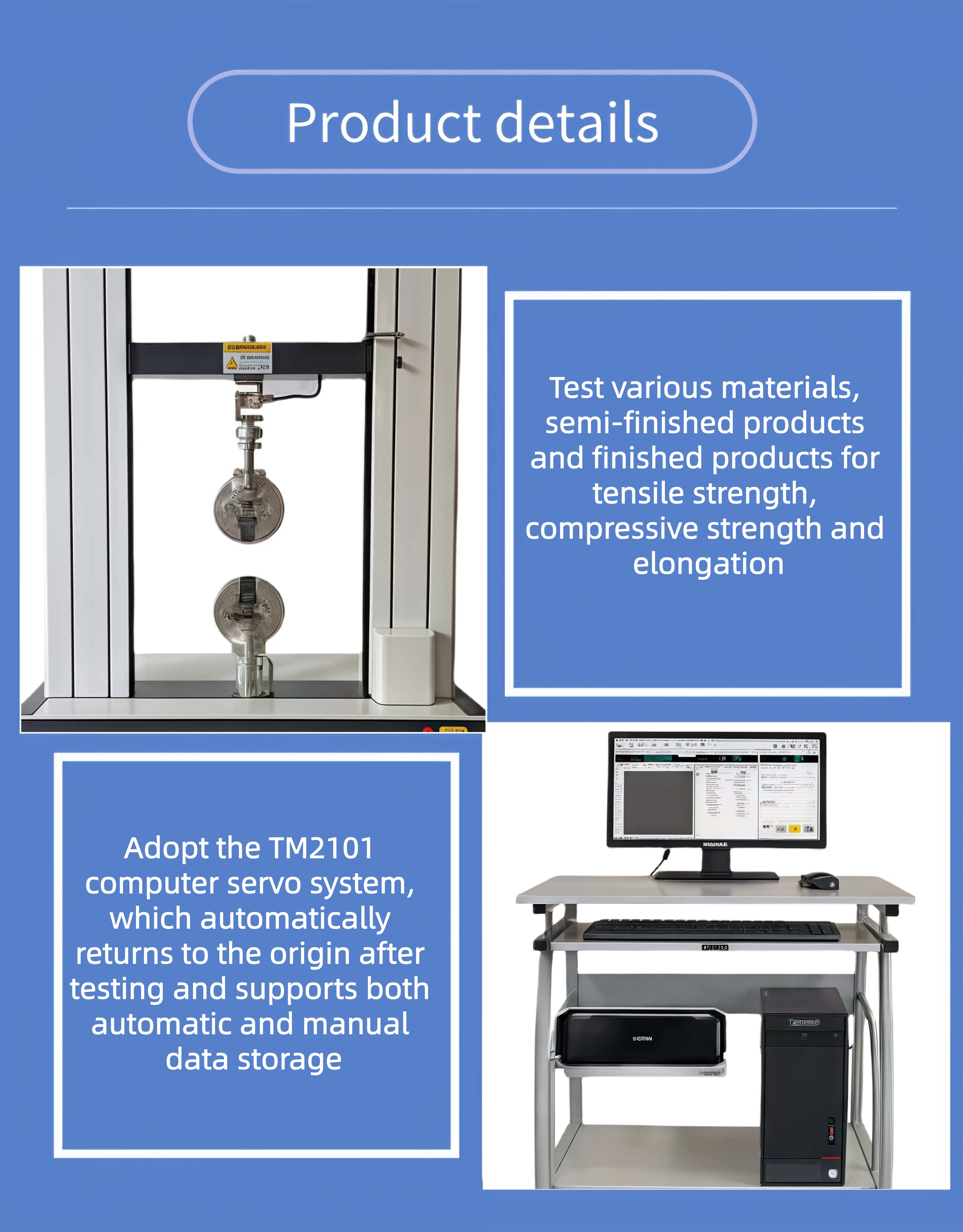 Universal Tensile Testing Machine UTM Tensile Compression Bending Strength Tester for Plastic Metal Rubber ISO 527 ASTM D638